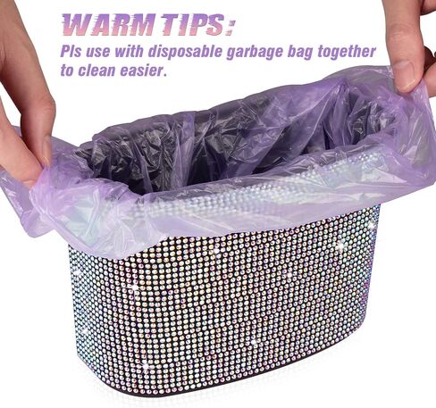 eing Car Trash Can Bling Crystal Auto Storage Pockets,100% Leak Proof Car Trash Container Bin Car Garbage Bag Hanging for Backside/Gearshift/Center Console,(1 - Pack, Multicolor) in Saudi Arabia