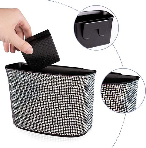 eing Car Trash Can Bling Crystal Auto Storage Pockets,100% Leak Proof Car Trash Container Bin Car Garbage Bag Hanging for Backside/Gearshift/Center Console,(1 - Pack, Multicolor) in Saudi Arabia