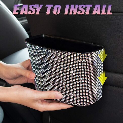 eing Car Trash Can Bling Crystal Auto Storage Pockets,100% Leak Proof Car Trash Container Bin Car Garbage Bag Hanging for Backside/Gearshift/Center Console,(1 - Pack, Multicolor) in Saudi Arabia