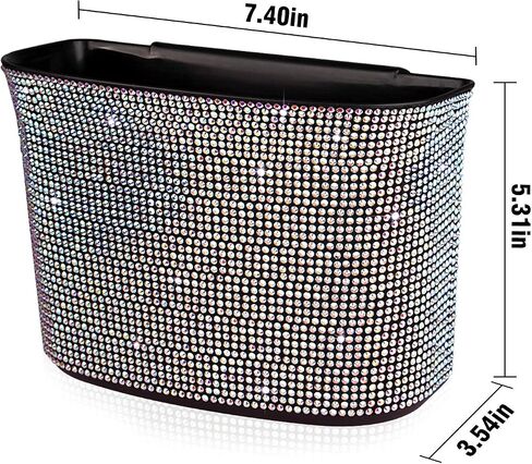 eing Car Trash Can Bling Crystal Auto Storage Pockets,100% Leak Proof Car Trash Container Bin Car Garbage Bag Hanging for Backside/Gearshift/Center Console,(1 - Pack, Multicolor) in Saudi Arabia