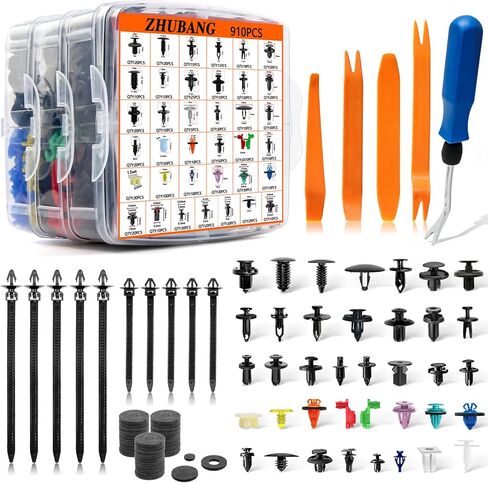 955PCS Car Push Retainer Clips Door Panel Trim Clamp Kit Auto Fasteners Assortment with 38 Most Popular Size Nylon Bumper Fender for GM Ford Toyota Honda Chevrolet BMW Benz Audi Nissan Mazda in Saudi Arabia
