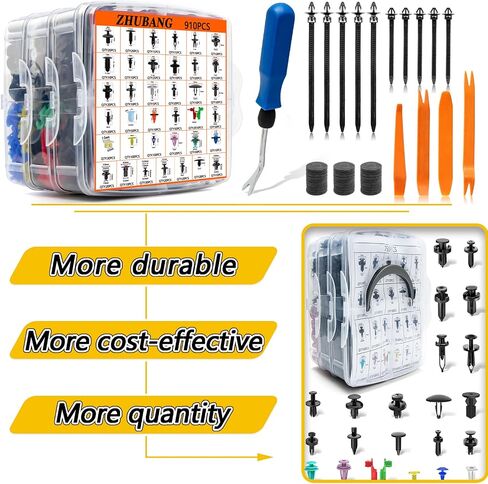 955PCS Car Push Retainer Clips Door Panel Trim Clamp Kit Auto Fasteners Assortment with 38 Most Popular Size Nylon Bumper Fender for GM Ford Toyota Honda Chevrolet BMW Benz Audi Nissan Mazda in Saudi Arabia