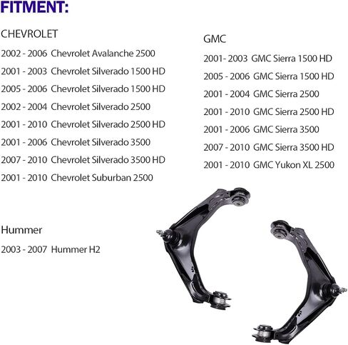 LCWRGS 13 قطعة طقم التعليق الأمامي أذرع التحكم العلوية مع استبدال مفصل كروي لسيارة Chevy Silverado GMC Sierra Yukon 1500 2500 3500 HD Hummer H2 (نماذج 8 العروة فقط) in Saudi Arabia