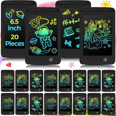 20 قطعة من تابلت الكتابة LCD للاطفال 6.5 انش، لوح رسم ملون بشاشة ال سي دي، لوح رسم الكتروني محمول قابل للمسح، لوحة كتابة قابلة لاعادة الاستخدام لتعليم الاطفال in Kuwait