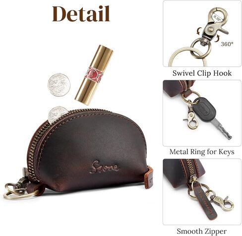 S-ZONE Small Leather Coin Purse for Women Cute Change Wallet Mini Coin Pouch Holder with Key Ring Swivel Clasp in Saudi Arabia