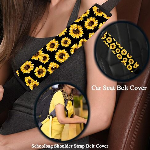 2 قطعة مجموعة اكسسوارات السيارات مجردة الهبي زهرة طباعة حزام الكتف منصات النيوبرين مقعد حزام الحشو غطاء عالمي ومريح السيارات حزام الأمان منصات الأزهار السيارات الديكور الداخلي in Kuwait