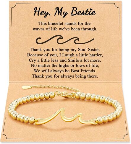 Tarsus Gift for Friends, The Waves of Life We've Through Together, Woman Friendship Gifts Idea, Gold Wave Bracelet for Best Friend Bestie Soul Sister, Christmas, Valentines Day, Birthday in Saudi Arabia