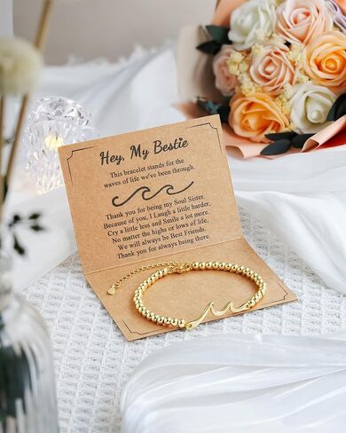 Tarsus Gift for Friends, The Waves of Life We've Through Together, Woman Friendship Gifts Idea, Gold Wave Bracelet for Best Friend Bestie Soul Sister, Christmas, Valentines Day, Birthday in Saudi Arabia