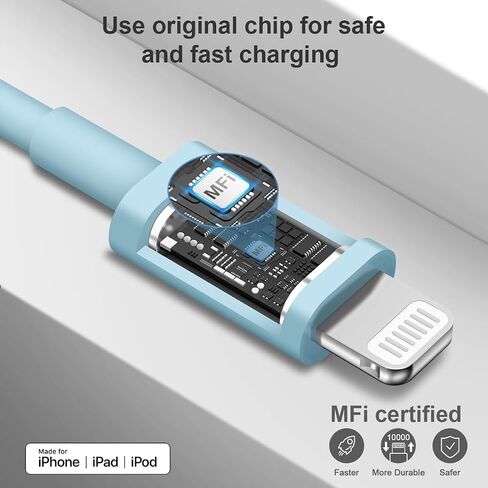 شاحن iPhone شحن سريع للغاية [معتمد من MFi] شاحن iPad 20W PD USB C شاحن حائط 2 حزمة كابل شحن سريع 6FT متوافق مع iPhone14/14 Pro Max/13/13Pro/12/12 Pro/11/11Pro/XS، iPad in Kuwait