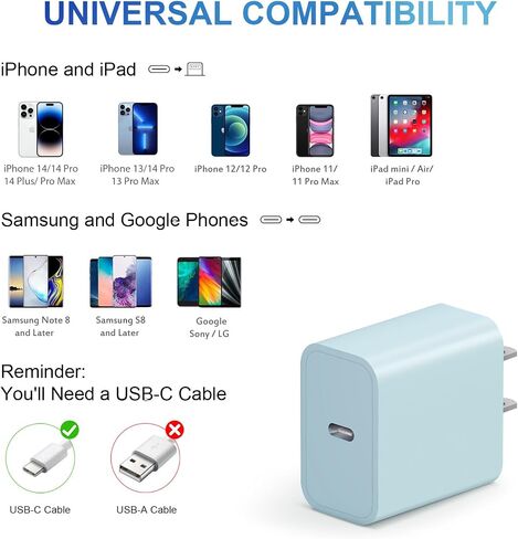 شاحن iPhone شحن سريع للغاية [معتمد من MFi] شاحن iPad 20W PD USB C شاحن حائط 2 حزمة كابل شحن سريع 6FT متوافق مع iPhone14/14 Pro Max/13/13Pro/12/12 Pro/11/11Pro/XS، iPad in Kuwait