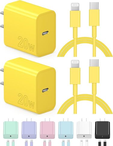 شاحن iPhone شحن سريع للغاية [معتمد من MFi] شاحن iPad 20W PD USB C شاحن حائط 2 حزمة كابل شحن سريع 6FT متوافق مع iPhone14/14 Pro Max/13/13Pro/12/12 Pro/11/11Pro/XS، iPad in Kuwait