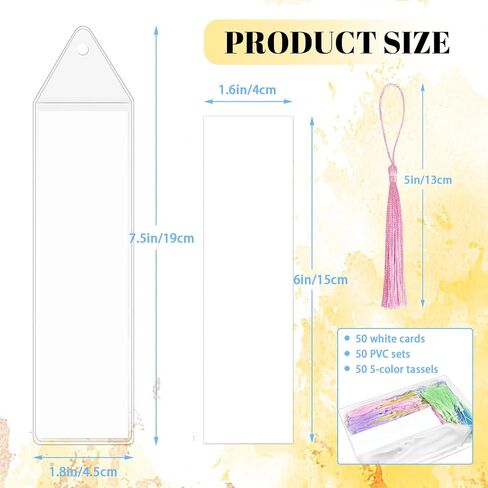 50 مجموعة من الإشارات المرجعية الفارغة من ورق كرافت مع شرابات وعلامات PVC، مجموعة إشارات مرجعية مع فتحة لحفلات الزفاف والتخرج والحرف اليدوية والمشاريع اليدوية الخاصة بالحفلات، 50 علامة مرجعية و50 أكمام بلاستيكية و50 شرابة in Kuwait