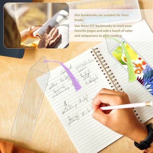 50 مجموعة من الإشارات المرجعية الفارغة من ورق كرافت مع شرابات وعلامات PVC، مجموعة إشارات مرجعية مع فتحة لحفلات الزفاف والتخرج والحرف اليدوية والمشاريع اليدوية الخاصة بالحفلات، 50 علامة مرجعية و50 أكمام بلاستيكية و50 شرابة in Kuwait