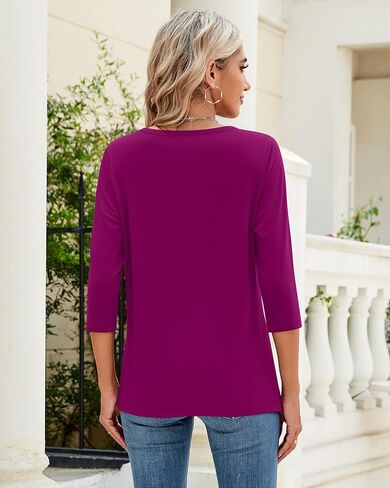 3 Pack 3/4 Sleeve Tops for Women Round Neck Fall Basics Casual T Shirts Trendy Loose Fit Tees in Saudi Arabia