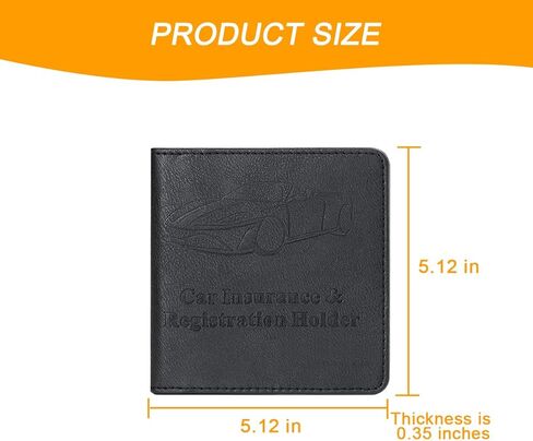 Car Registration and Insurance Holder, Vehicle Glove Box Organizer with Magnetic Closure, PU Leather Embossed Auto Card Document Holder Accessories, Universal for SUV, Truck, RV（Black） in Kuwait