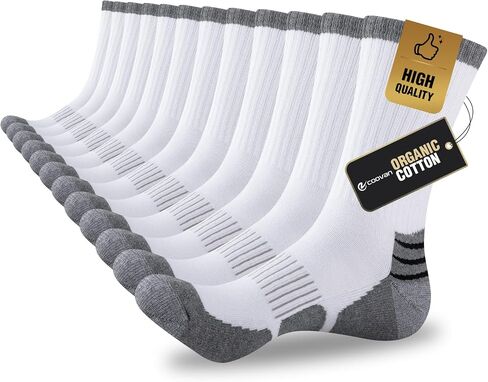 COOVAN Mens Cotton Crew Socks Moisture Wicking Cushioned Athletic Heavy Duty Work Boot Socks 6 Pairs in Saudi Arabia