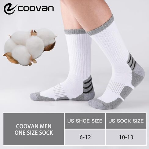 COOVAN Mens Cotton Crew Socks Moisture Wicking Cushioned Athletic Heavy Duty Work Boot Socks 6 Pairs in Saudi Arabia