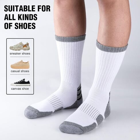 COOVAN Mens Cotton Crew Socks Moisture Wicking Cushioned Athletic Heavy Duty Work Boot Socks 6 Pairs in Saudi Arabia