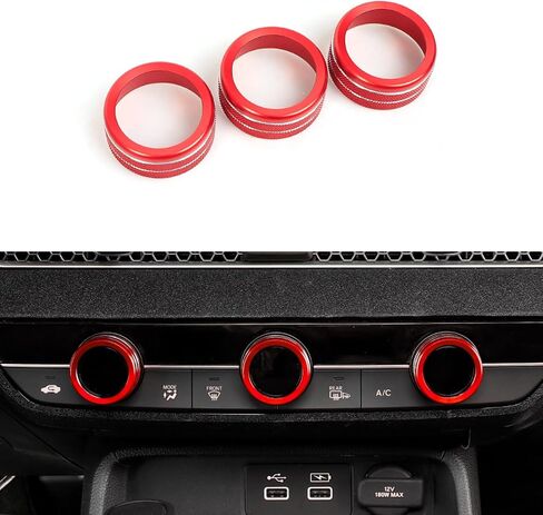 for Honda Civic/CRV Accessories (2022-2024) for Acura Integra (2023-2024) Air Conditioning, Vent Knob Cover Start/Stop Button Ring, Air Conditioning Climate Control Knob Button (11, red) in Saudi Arabia