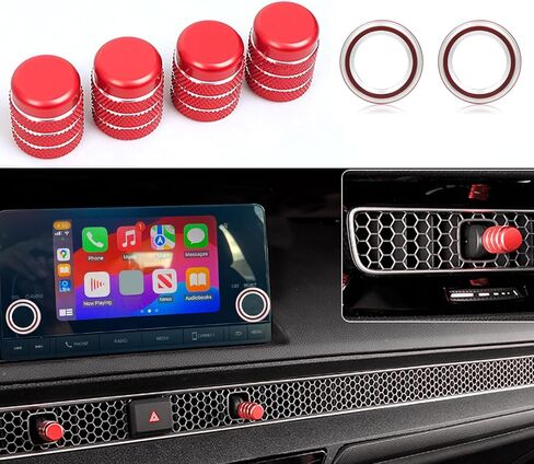 for Honda Civic/CRV Accessories (2022-2024) for Acura Integra (2023-2024) Air Conditioning, Vent Knob Cover Start/Stop Button Ring, Air Conditioning Climate Control Knob Button (11, red) in Saudi Arabia