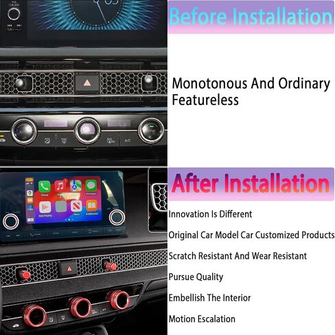 for Honda Civic/CRV Accessories (2022-2024) for Acura Integra (2023-2024) Air Conditioning, Vent Knob Cover Start/Stop Button Ring, Air Conditioning Climate Control Knob Button (11, red) in Saudi Arabia