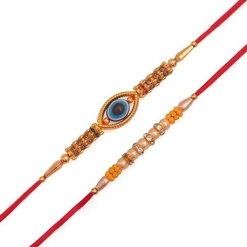 Rakhi For Brother Set of 2 With Greeting Card, Beautiful Designer Raksha Bandhan Rakhi Gift Set For Brother Bhaiya Bhai Bro, Traditional Indian Style Rakshbandhan Rakhi Gifts For Brother in Saudi Arabia