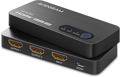HDMI Splitter 1 in 2 Out 8K 60Hz 4:4:4, AVIDGRAM 2 Port Splitter with Auto, Copy, Downscaler EDID Mode, 4K 120Hz HDMI Duplicator, Compatible with Xbox Series X, PS4 Pro, PS5, Blu-ray Player in Saudi Arabia