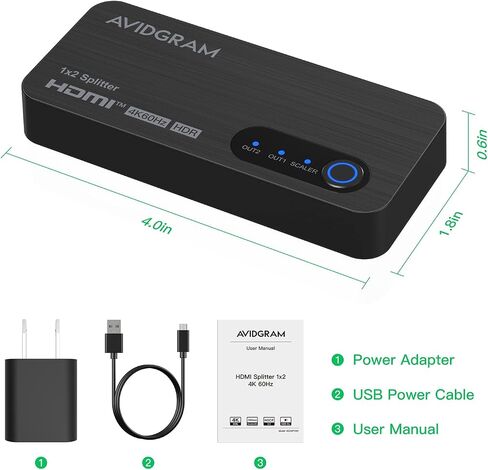 HDMI Splitter 1 in 2 Out 8K 60Hz 4:4:4, AVIDGRAM 2 Port Splitter with Auto, Copy, Downscaler EDID Mode, 4K 120Hz HDMI Duplicator, Compatible with Xbox Series X, PS4 Pro, PS5, Blu-ray Player in Saudi Arabia