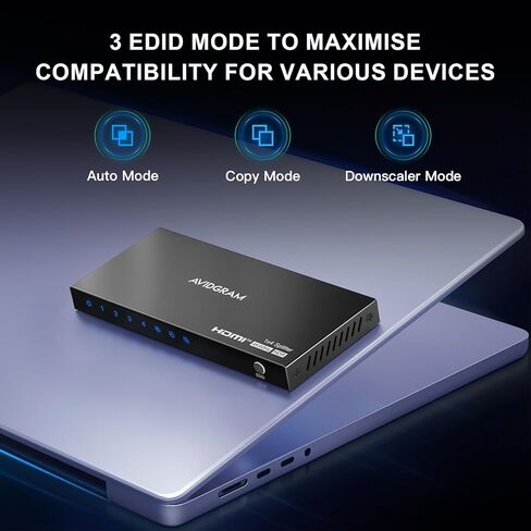 HDMI Splitter 1 in 2 Out 8K 60Hz 4:4:4, AVIDGRAM 2 Port Splitter with Auto, Copy, Downscaler EDID Mode, 4K 120Hz HDMI Duplicator, Compatible with Xbox Series X, PS4 Pro, PS5, Blu-ray Player in Kuwait