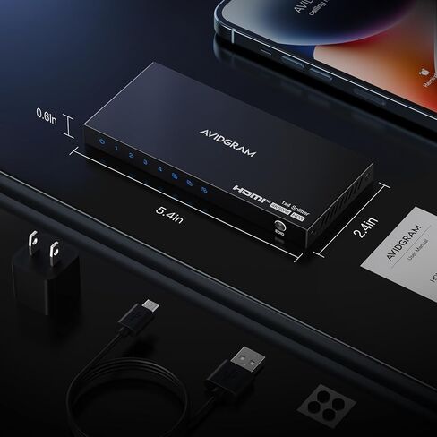 HDMI Splitter 1 in 2 Out 8K 60Hz 4:4:4, AVIDGRAM 2 Port Splitter with Auto, Copy, Downscaler EDID Mode, 4K 120Hz HDMI Duplicator, Compatible with Xbox Series X, PS4 Pro, PS5, Blu-ray Player in Kuwait