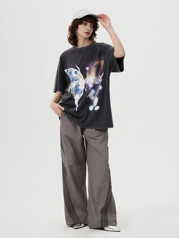 Aelfric Eden Mens Graphic Tees Y2k Butterfly Print Oversized T Shirts Washed Vintage Streetwear Shirt Casual Tops in Saudi Arabia