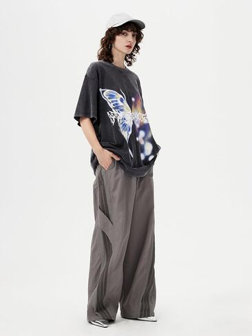 Aelfric Eden Mens Graphic Tees Y2k Butterfly Print Oversized T Shirts Washed Vintage Streetwear Shirt Casual Tops in Saudi Arabia