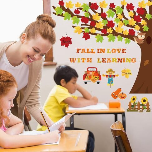138Pcs Fall Bulletin Board Decorations, Fall in Love with Learning Bulletin Board Autumn Scarecrow Pumpkin Cutouts Fall Decorations for Classroom School Office Home Chalkboard Wall in Saudi Arabia