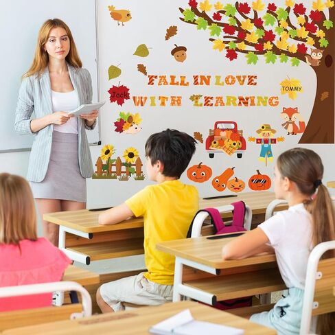 138Pcs Fall Bulletin Board Decorations, Fall in Love with Learning Bulletin Board Autumn Scarecrow Pumpkin Cutouts Fall Decorations for Classroom School Office Home Chalkboard Wall in Saudi Arabia