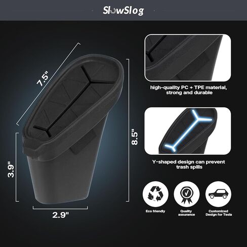 سلة مهملات لـ Tesla، سلة قمامة لـ Tesla Model 3، سلة مهملات السيارة مع غطاء (الباب الأمامي الأيسر) Tesla Model 3 الملحقات [غير متوافقة مع الطراز 3 Highland 2024] in Kuwait