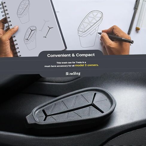 سلة مهملات لـ Tesla، سلة قمامة لـ Tesla Model 3، سلة مهملات السيارة مع غطاء (الباب الأمامي الأيسر) Tesla Model 3 الملحقات [غير متوافقة مع الطراز 3 Highland 2024] in Kuwait