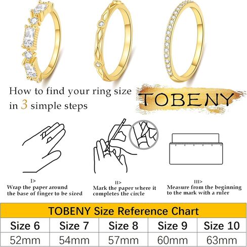 TOBENY Stackable Gold Rings for Women Non Tarnish Trendy 14K Gold Plated Stacking Cubic Zirconia Thin Thumb Ring Set Dainty Promise Wedding Bands Engagement Statement Rings for Women Size 6 7 8 9 10 in Saudi Arabia