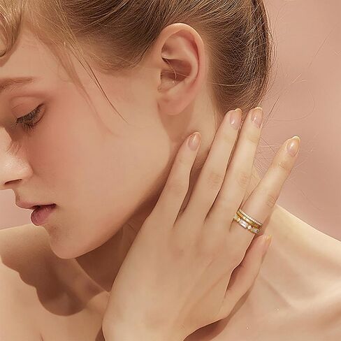 TOBENY Stackable Gold Rings for Women Non Tarnish Trendy 14K Gold Plated Stacking Cubic Zirconia Thin Thumb Ring Set Dainty Promise Wedding Bands Engagement Statement Rings for Women Size 6 7 8 9 10 in Saudi Arabia