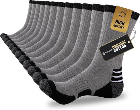 COOVAN Mens Cotton Crew Socks Moisture Wicking Cushioned Athletic Heavy Duty Work Boot Socks 6 Pairs in Saudi Arabia