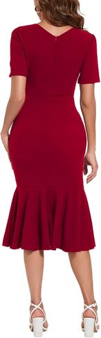 Women's Summer Sexy V Neck Ruffle Flowy Midi Dress Formal Wrap Bodycon Dress Cocktail Party Dress in Saudi Arabia