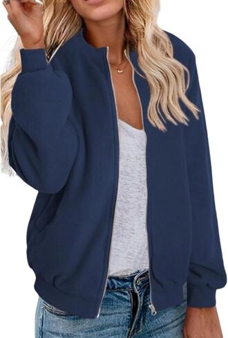 Zeagoo Women's Sherpa Fleece Jacket Long Sleeve Faux Fuzzy Casual Zip Up Bomber Coat With Pocket in Saudi Arabia