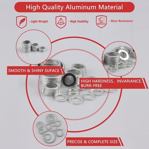 600 Pieces Automotive Drain Plug Gaskets, Crush Washer Oil Drain Plug Aluminum Flat Washers Assortment Kit18(M6 M8 M10 M12 M14 M16 M18 M20 M22 M24) in Saudi Arabia