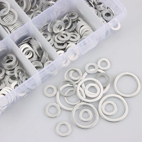 600 Pieces Automotive Drain Plug Gaskets, Crush Washer Oil Drain Plug Aluminum Flat Washers Assortment Kit18(M6 M8 M10 M12 M14 M16 M18 M20 M22 M24) in Saudi Arabia