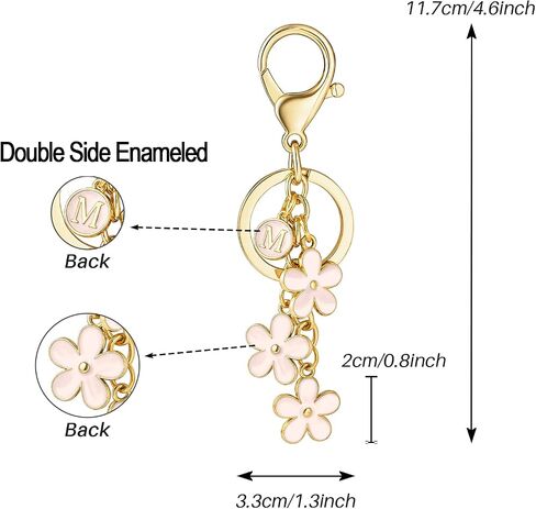 SELOVO Initial Keychain White/Pink Flower Charms for Key Cute Letter Keyring for Handbag Backpack in Saudi Arabia