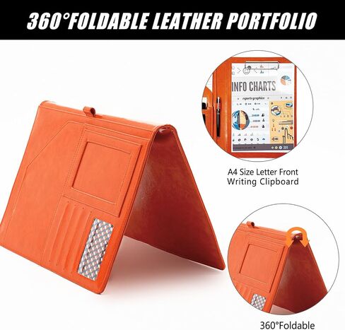 Padfolio Portfolio Organizer Binder, PU Leather Planner Binder, Interview Resume Folder, Legal Document Holder, Letter Size A4 Writing Pad Notepad Portfolio Storage with Pocket for Meeting in Saudi Arabia