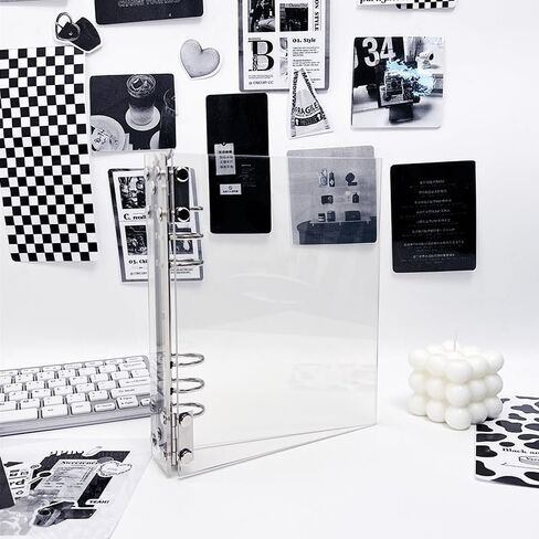 غلاف من الأكريليك الشفاف مقاس A5 من MultiBey، غطاء مجلد ذو 6 حلقات للمخطط عالي التحمل، مجلد دفتر ملاحظات قابل لإعادة الملء مقاس 7 بوصة × 9 بوصة لألبوم صور ميزانية المجلة in Kuwait