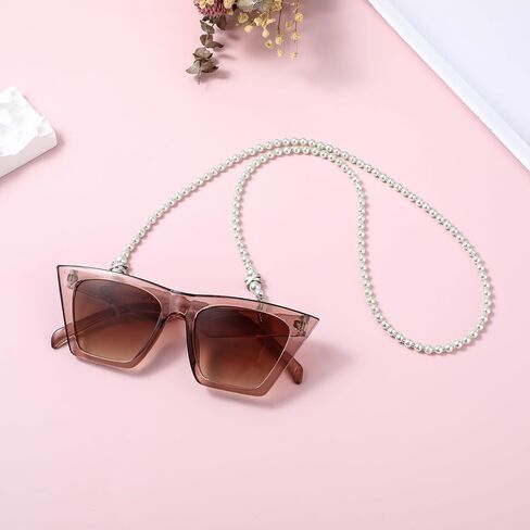 3 PCS Beaded Glasses Chain Stylish Sunglasses Lanyard Chains Face Masks Lanyard Chain Pearl EyeGlasses Chain Around Neck Eyeglass Chain Cord for Women String for Glasses (White, Light Green, Pink) in Saudi Arabia