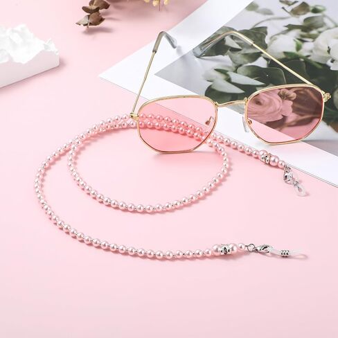 3 PCS Beaded Glasses Chain Stylish Sunglasses Lanyard Chains Face Masks Lanyard Chain Pearl EyeGlasses Chain Around Neck Eyeglass Chain Cord for Women String for Glasses (White, Light Green, Pink) in Saudi Arabia