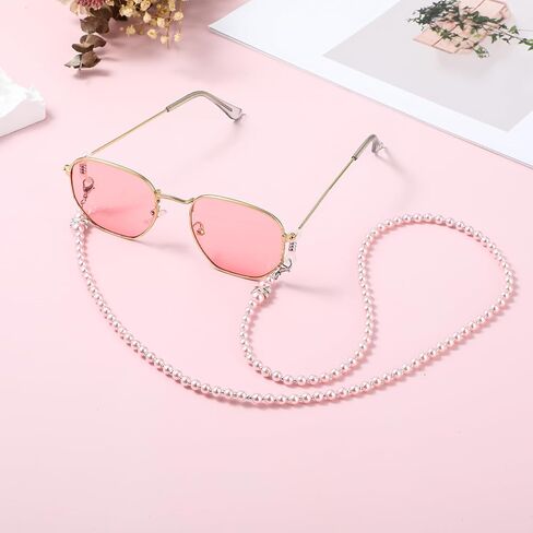 3 PCS Beaded Glasses Chain Stylish Sunglasses Lanyard Chains Face Masks Lanyard Chain Pearl EyeGlasses Chain Around Neck Eyeglass Chain Cord for Women String for Glasses (White, Light Green, Pink) in Saudi Arabia