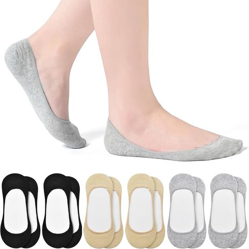 6 Pairs Ultra No Show Socks Womens For Flats Non Slip, Loafer Socks Womens Footies Socks Invisible Low Cut Socks in Saudi Arabia